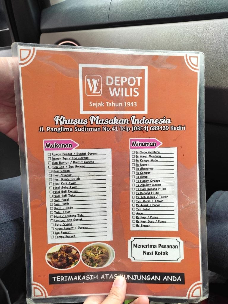 Menu Depot Wilis Kediri